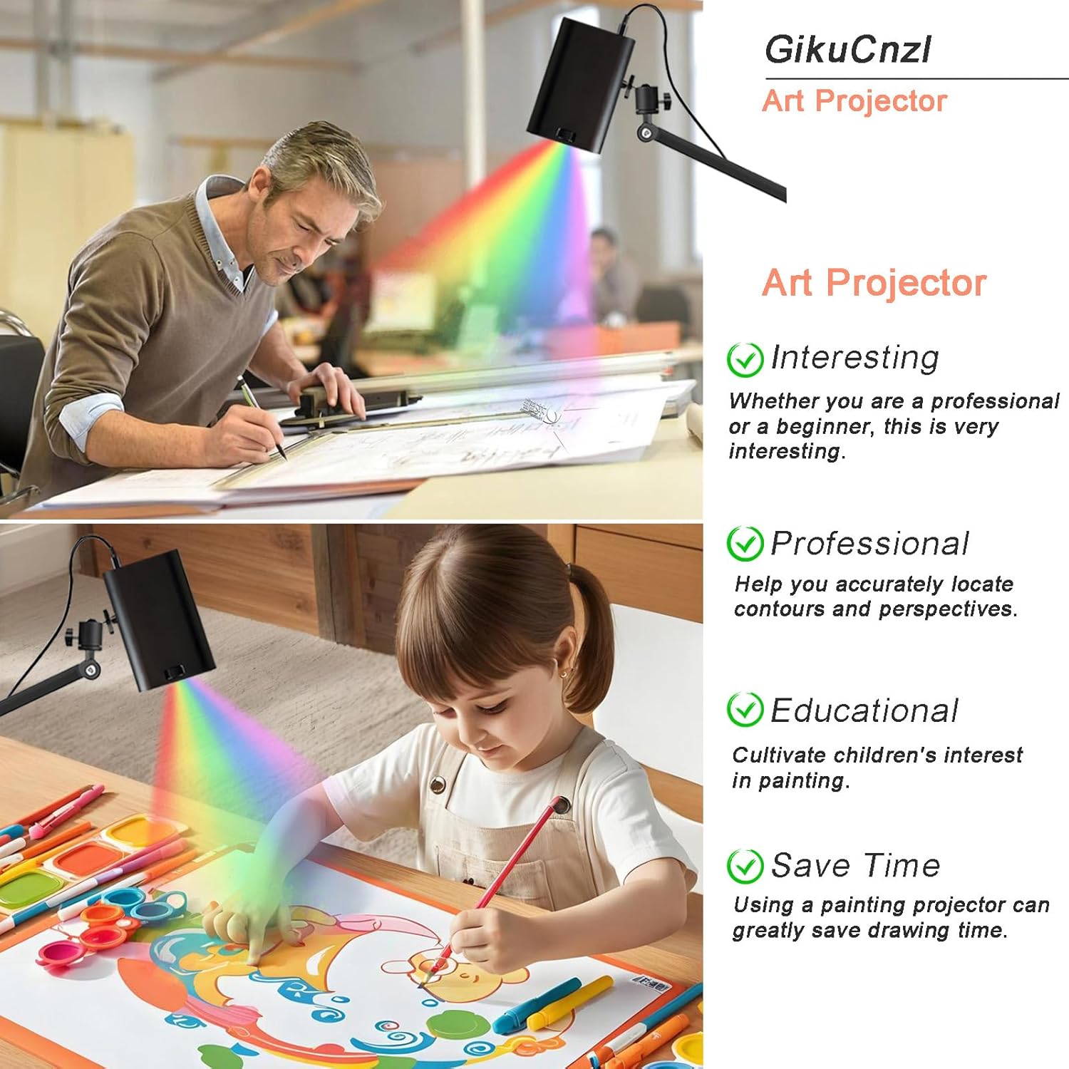 Drawing Projector, Art Projector for Tracing, Tracing Drawing Tool Smart Sketcher Mini Cake Cookie Portable Smart Phone Movie Projector with Stand