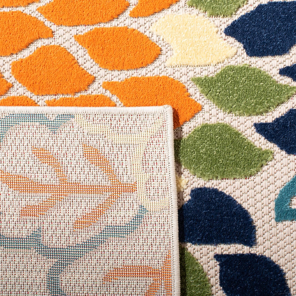 SAFAVIEH Washable Rug Outdoor Cabana Collection - 8' x 10', Ivory & Orange, Non-Shedding & Easy to Clean, Ideal for Patio, Backyard, Mudroom (CBN391A)