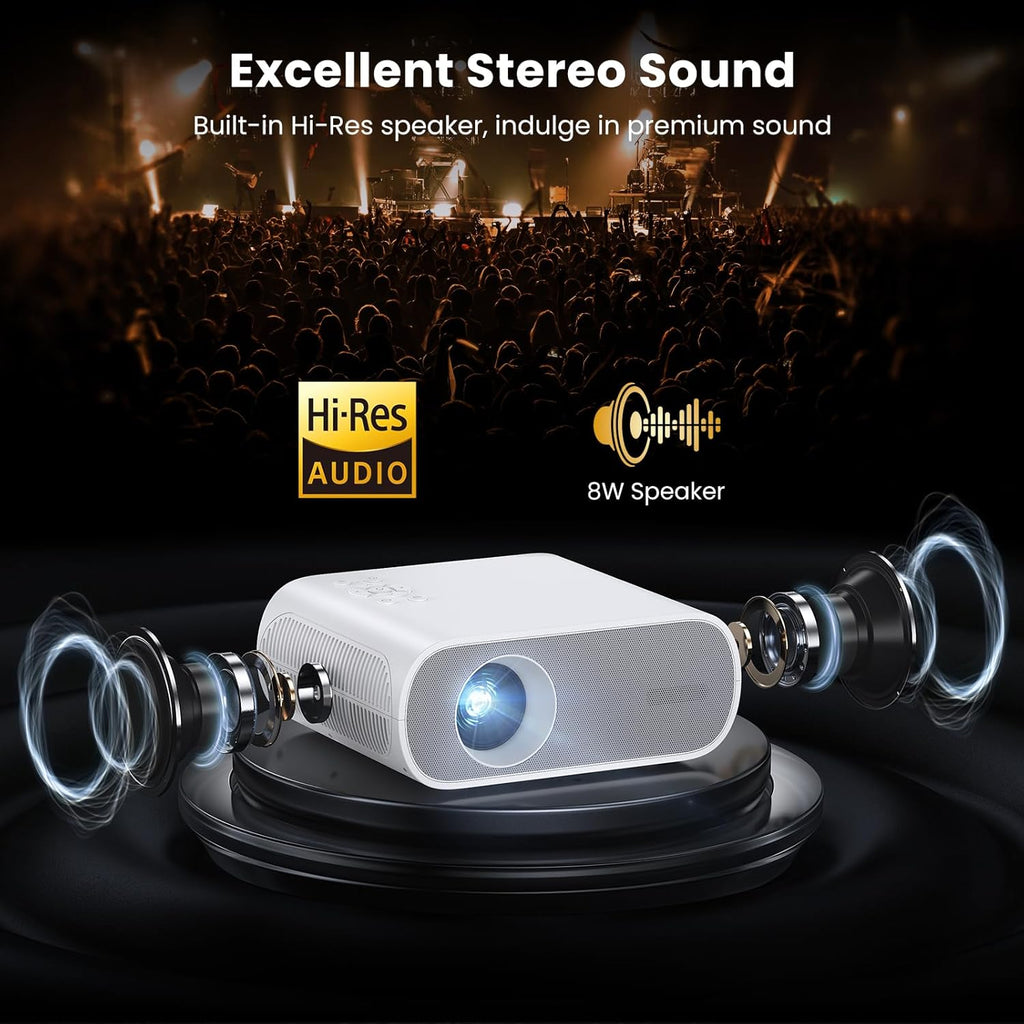 1500 ANSI Official Licensed Smart Projector, Compatible with Netflix, HOMPOW 4K Full HD Home Theater Projector with WiFi and Bluetooth, Built-in Apps, Electric Focus Outdoor & Indoor Movie Projector