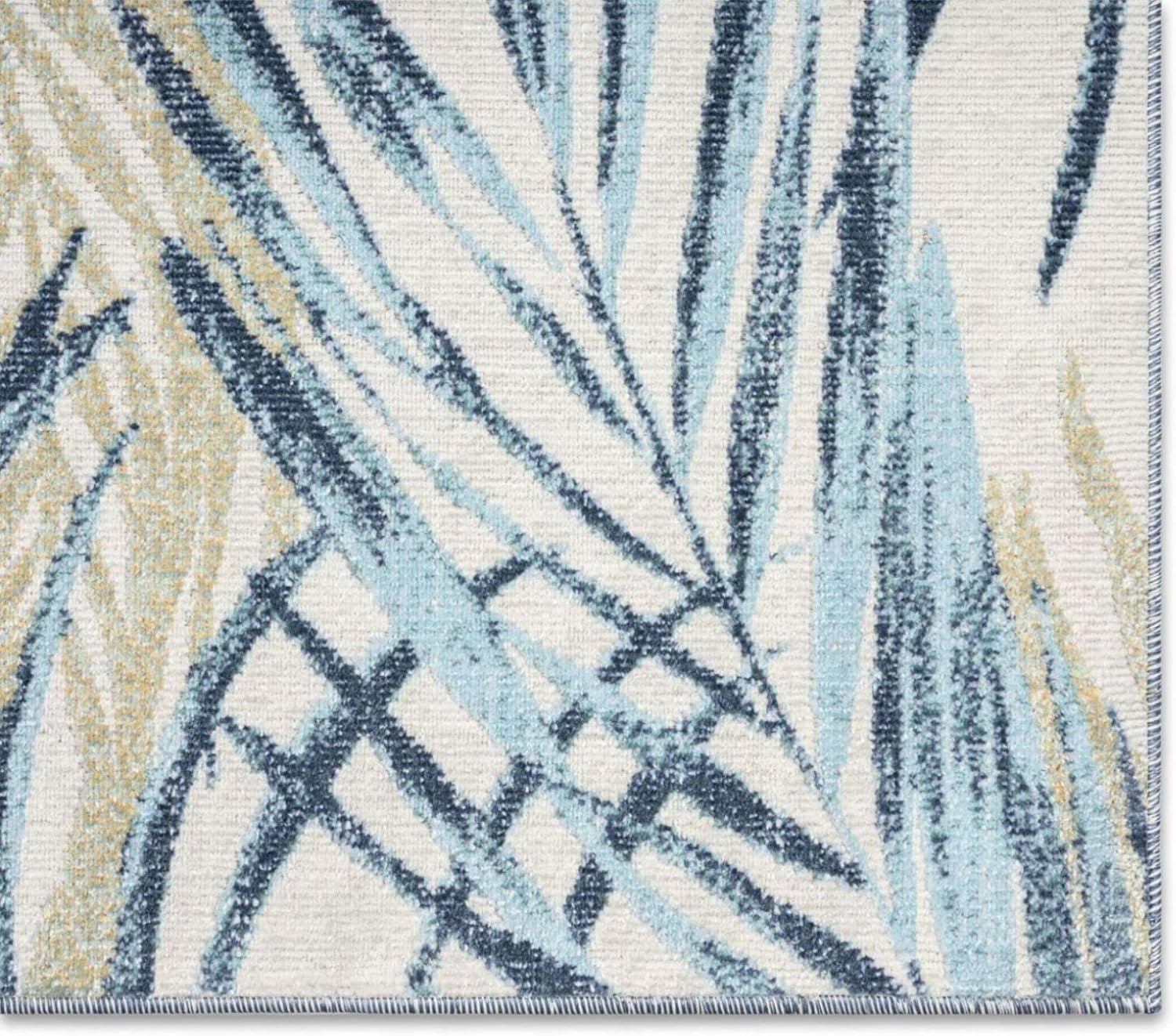 Tommy Bahama Malibu Palm Springs Coastal Indoor/Outdoor Area Rug, Ivory/Aqua Blue, 7'10"x10'2"