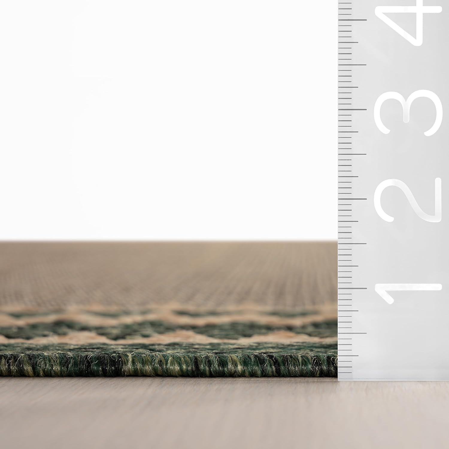Dash & Albert Essoria Green Indoor/Outdoor Rug Rug, 8 X 10 Feet, Green/Black Bordered Pattern