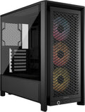 CORSAIR 4000D RS ARGB Frame Modular Mid-Tower ATX PC Case, High Airflow, 3X Pre-Installed RS Fans, InfiniRail™ Mounting System, ASUS BTF, MSI Zero, Gigabyte Stealth, Black