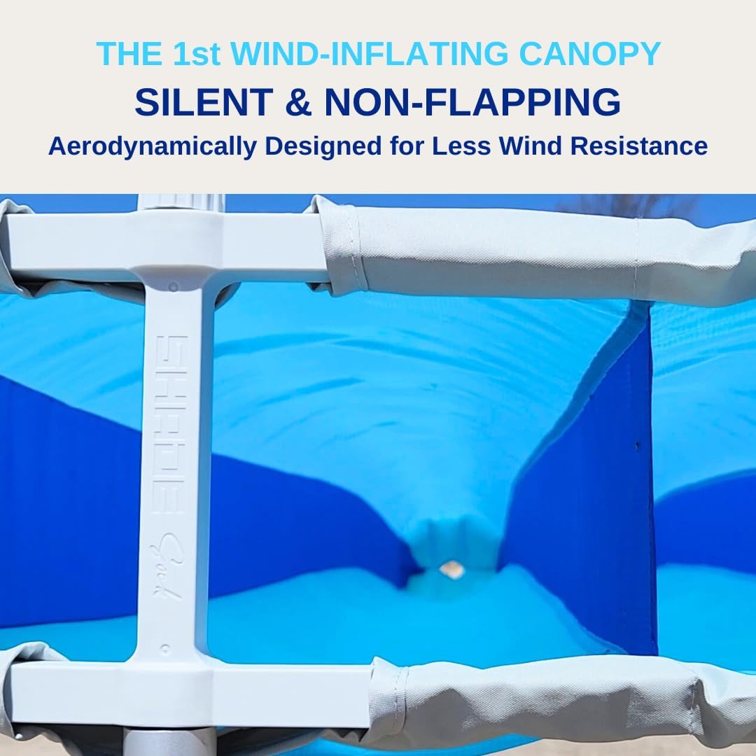 ShadeSock – The Ultimate Wind-Inflating Beach Shade – Silent, Non-Flapping Design, 8x10ft Auto-Directing Canopy – Light-Weight and Portable – Easy 2 Minute Set-Up