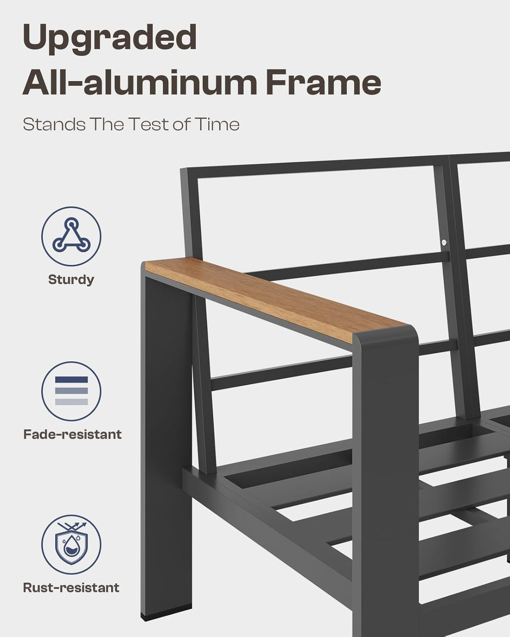 Aluminum Outdoor Patio Furniture Set with Coffee Table, 5 Piece Patio Conversation Sets with Washable Thick Cushions, Outdoor Sectional Furniture Set for Porch, Balcony, Deck, Yard, Graphite