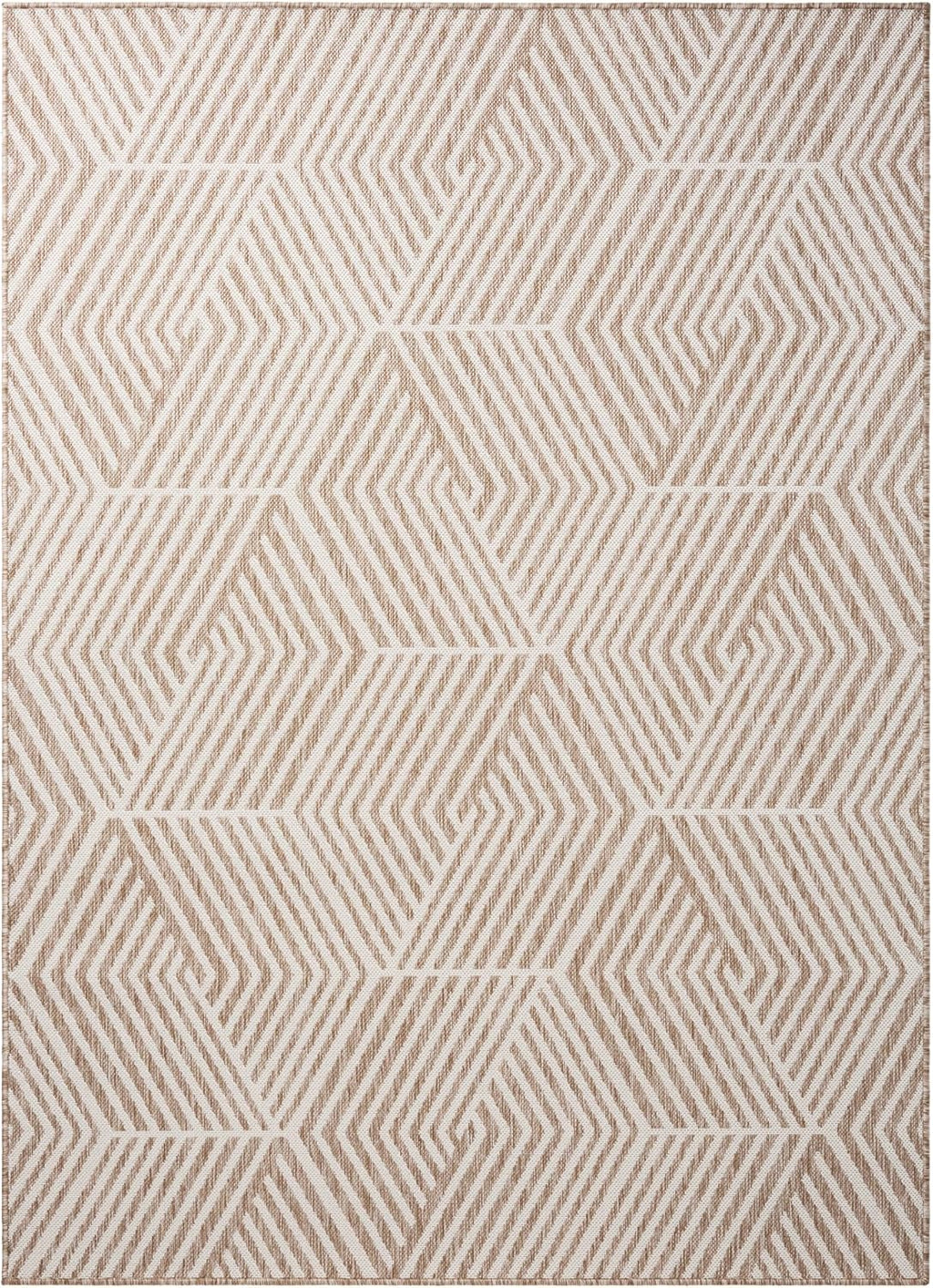 Nicole Miller New York Patio Country Ombre Geo Indoor Outdoor Area Rug, UV Fade Resistant, Low Pile, Beige/Cream, 7'9"x10'2"