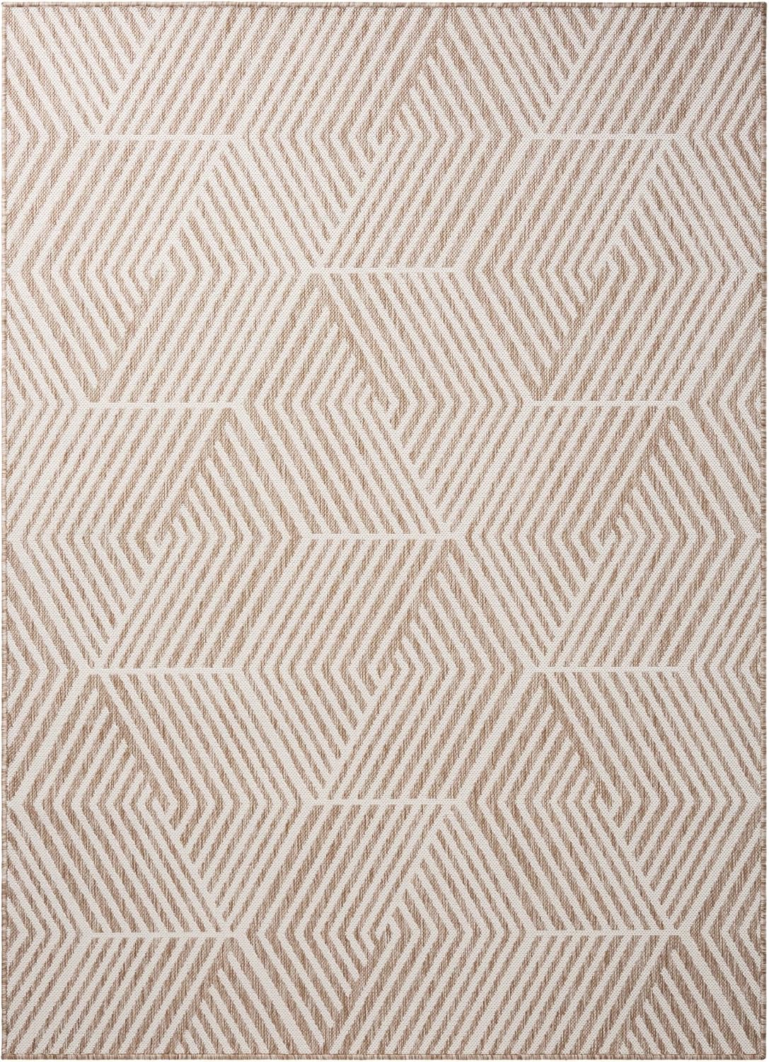 Nicole Miller New York Patio Country Ombre Geo Indoor Outdoor Area Rug, UV Fade Resistant, Low Pile, Beige/Cream, 7'9"x10'2"