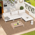 Crestlive Products Outdoor Patio Furniture Set, 4 Seater Modular Oversized Patio Conversation Set with Cushions, Modern Metal Sectional Outdoor Couch for Backyard, Deck, Porch, or Poolside, Beige