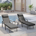 3 Pieces Patio Chaise Lounge Set Outdoor PE Rattan Armrest Lounge Chair Adjustable Backrest Reclining Chair with Folding Table and Cushion for Patio Poolside Backyard Porch Beach(Black)