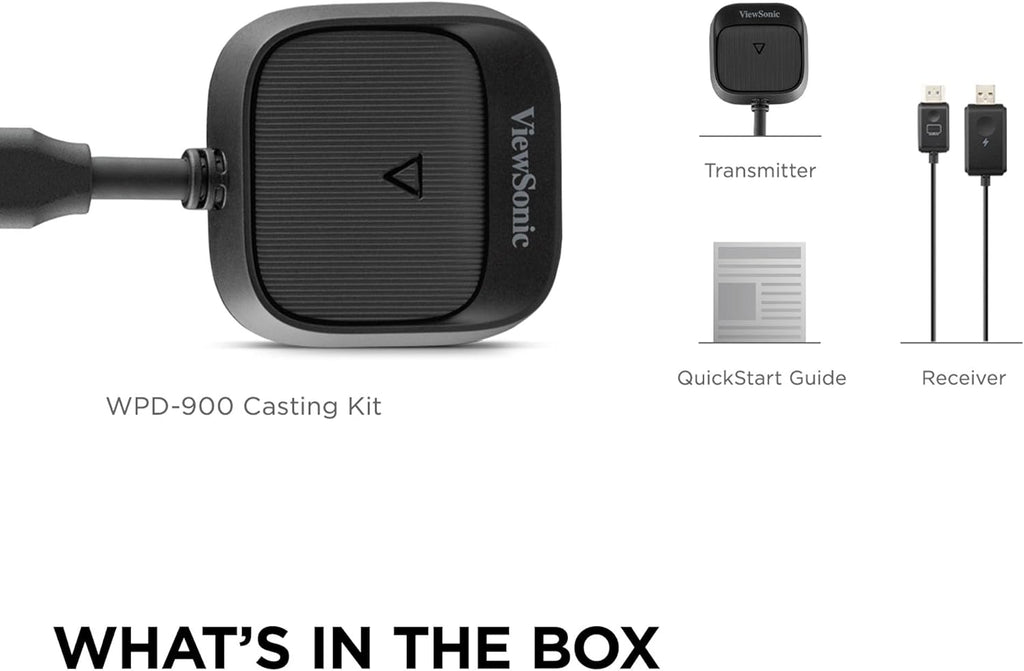 ViewSonic ViewShare WPD-900 Wireless Presentation System with 1080p Full HD, Miracast, and AirPlay Support, USB-C, HDMI, and USB Inputs for Instant One-Click Screen Sharing
