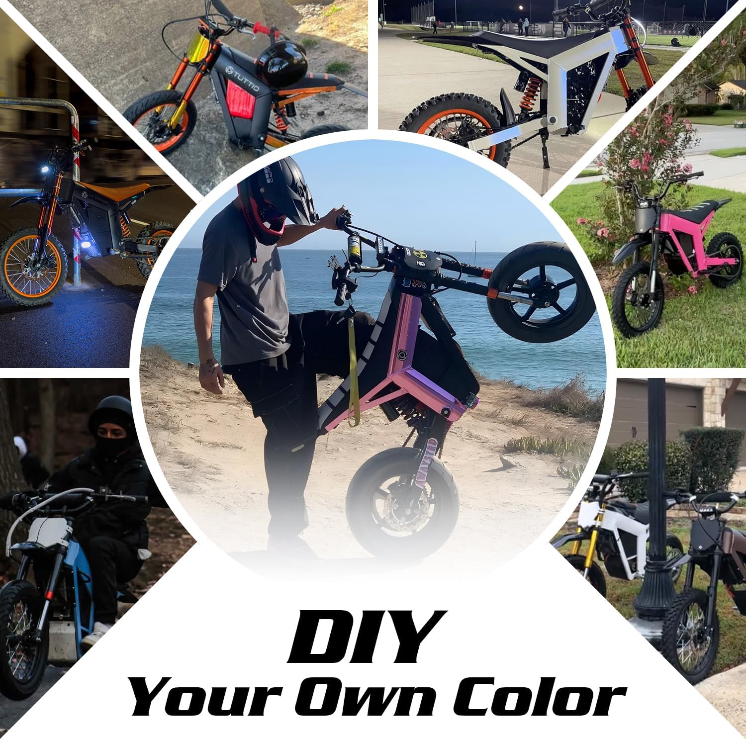 Tuttio Soleil01-GB Electric-Dirt-Bike - 2026 Upgrade 3000W Peak 37MPH E-Bike, 14"/12" Fat Tire E-Motorcycle with 48V 21AH Battery 200NM Mountain Off-Road Dirtbike for Adults Teens
