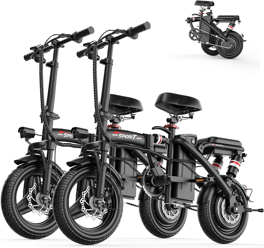 Electric Bike for Adults Teens, 800/1200W Peak Folding Ebike, 22/25MPH & 30/45 Miles Range, 14" Commuting Ebike with Dual Suspension & Dual Brake, 3-Speed Modes, Portable Electric Mini Bike