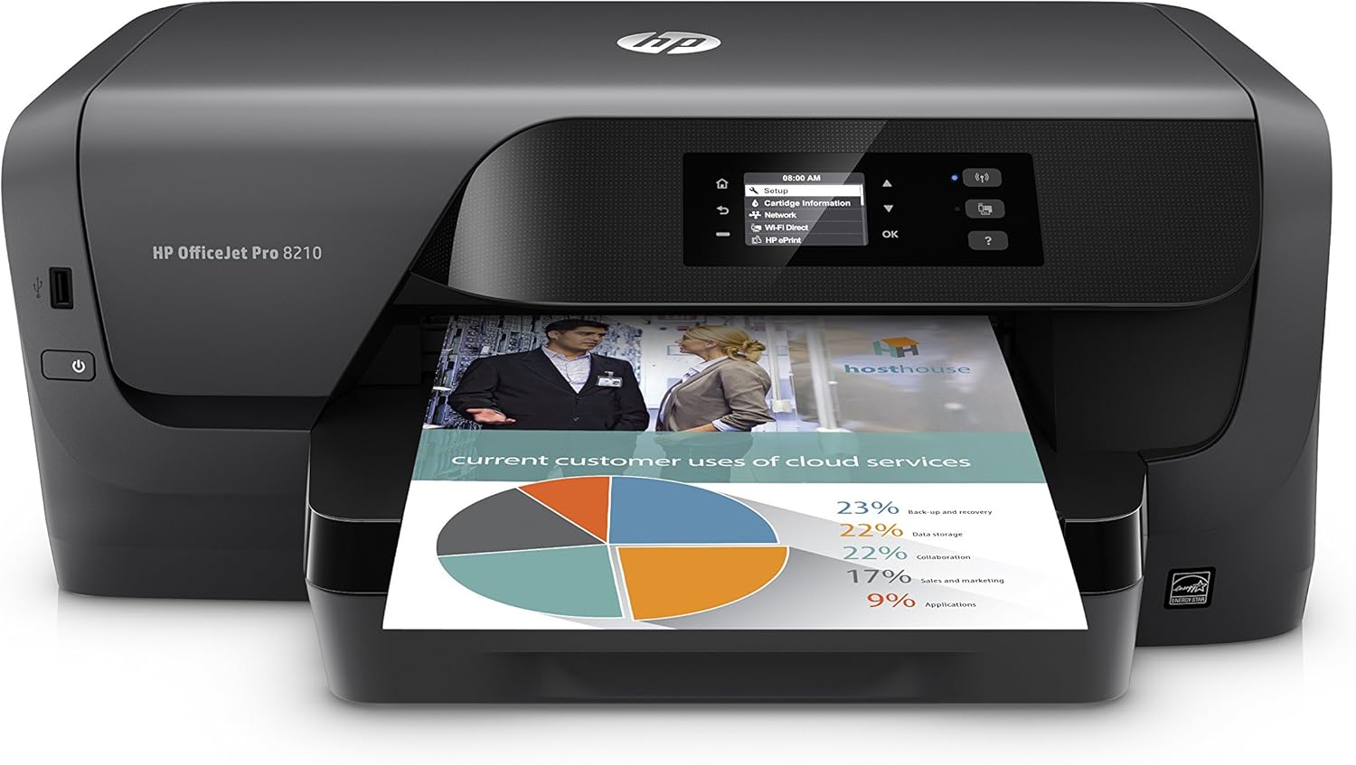 HP OfficeJet Pro 8210 Wireless Color Printer, HP Instant Ink & Amazon Dash Replenishment ready (D9L64A) (Renewed)