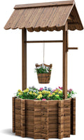UDPATIO Wishing Wells for Outside, Wooden Wishing Well Planter for Yard, Upgrade Wishing Well with 4 Reinforced Rod & Hanging Bucket for Garden Patio Lawn Backyard Home Decor