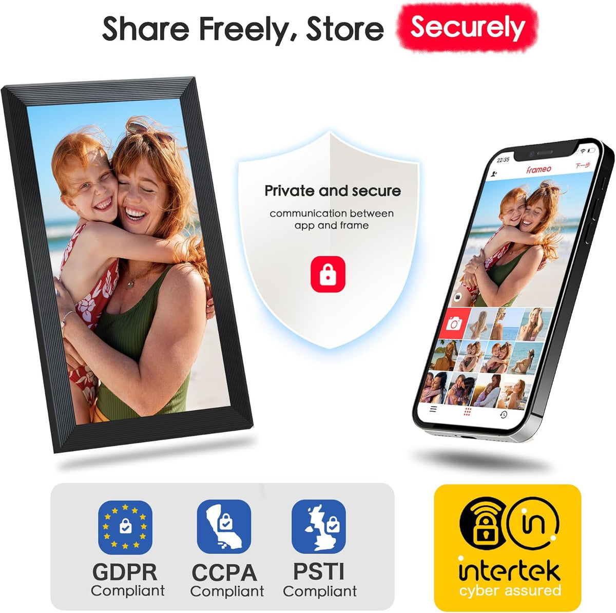 Digital Picture Frame, Frameo 15.6 inch Large Digital Photo Frame WiFi, 1920 * 1080 IPS FHD Touchscreen, 32GB Storage, Instant Share Photo Video, Gift for Mom
