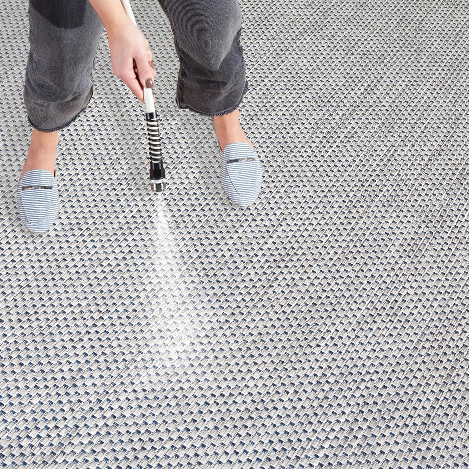 SAFAVIEH Courtyard Collection 8' x 10' Grey/Navy CY8521 Indoor/ Outside Waterproof Easy cleansingPatio Backyard Mudroom Area Mat