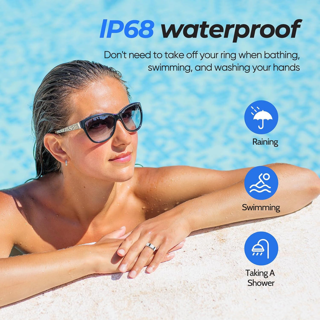 Smart Ring Health Tracker - IP68 Water Resistance, Sleep & Exercise Monitoring, iOS & Android Compatible, Long Lasting Battery Life, No Subscription Required, Unisex for Women & Men (Black, 12)