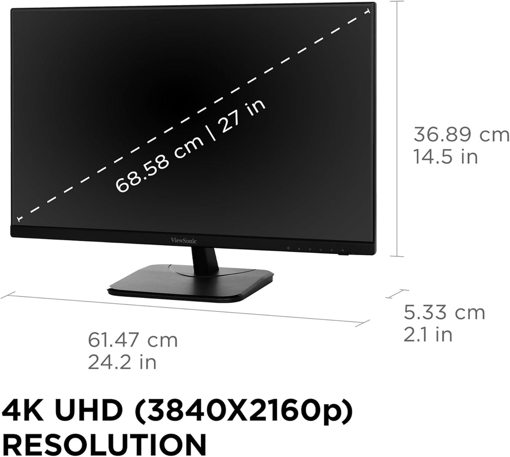 ViewSonic VA2756-4K-MHD 27 Inch IPS 4K Monitor with Ultra-Thin Bezels, HDMI and DisplayPort Inputs for Home and Office (Renewed)