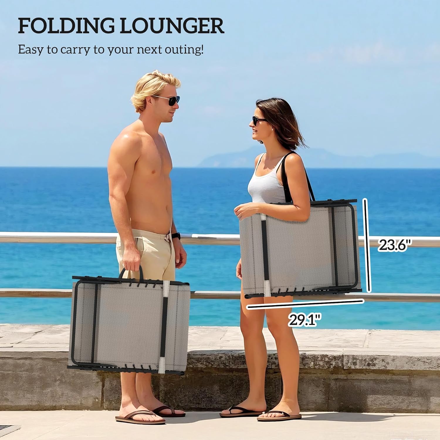 Outsunny Chaise Lounge Chair Outdoor Set of 2, 5-Position Adjustable Outdoor Pool Lounge Chairs, Folding Tanning Chair Beach Lounger with Cushion, Headrest, Side Pocket for Patio, Yard, Brown/Blue