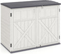 Tangkula Large Outdoor Storage Cabinet, 20 Cu.Ft Horizontal Resin Storage Shed with Adjustable Shelf & Lockable Doors, Weatherproof Patio Storage Box for Gardening Tools Cushions (White)