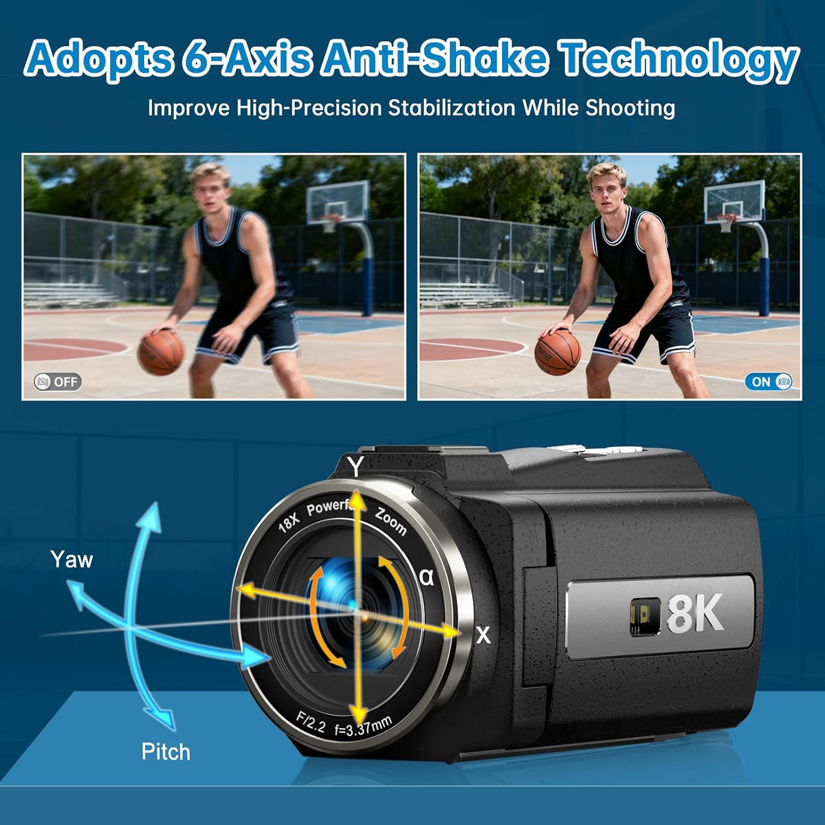8K Video Camera Camcorder Latest 88MP Ultra HD Video Cameras WiFi Vlogging Camera for YouTube 18X Digital Video Cameras with Microphone 6-Axis Anti-Shake IR Night Vision Video Recorder