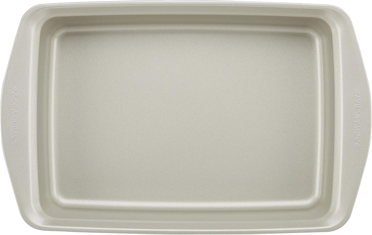 Rachael Ray Nonstick Bakeware Set without Grips includes Nonstick Bread Pan, Baking Pans, Cake Pans, Cookie Sheet / Baking Sheet - 10 Piece, Silver