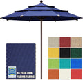 EliteShade USA 10-Year-Non-Fading 11ft 3-Tier Market Patio Umbrella, Commercial Grade Outdoor Table Umbrella with Cylinder Push-Up, Windproof & UPF 50+ UV Protection, Heavy Duty Ventilation for Garden, Deck, Pool, Backyard, Beach & Bistro, Navy Blue