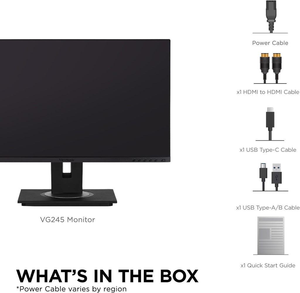 ViewSonic VG245 24 Inch IPS 1080p Monitor Designed for Surface w/Advanced Ergonomics, 60W USB C, HDMI, DP (Renewed)
