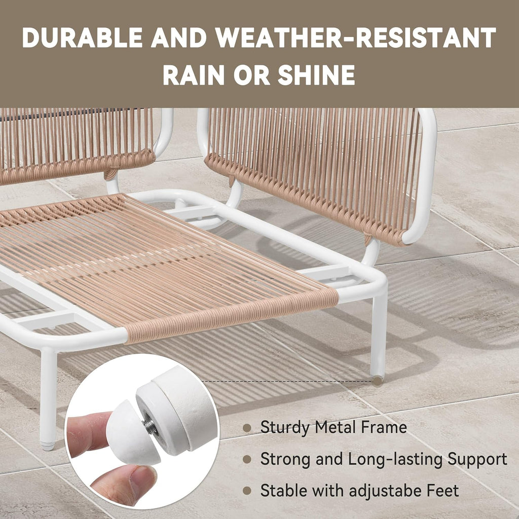Crestlive Products Outdoor Patio Furniture Set, 4 Seater Modular Oversized Patio Conversation Set with Cushions, Modern Metal Sectional Outdoor Couch for Backyard, Deck, Porch, or Poolside, Beige