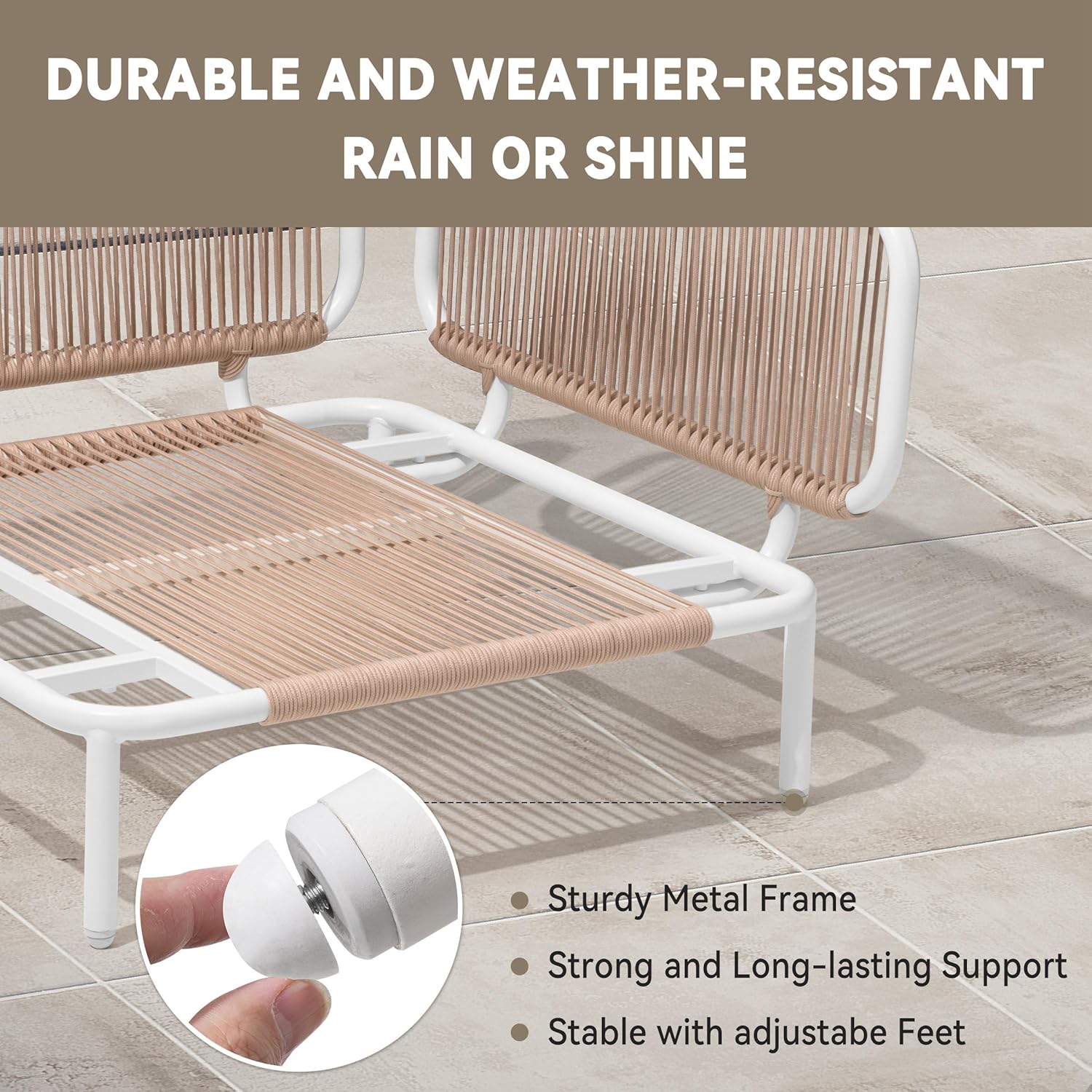 Crestlive Products Outdoor Patio Furniture Set, 4 Seater Modular Oversized Patio Conversation Set with Cushions, Modern Metal Sectional Outdoor Couch for Backyard, Deck, Porch, or Poolside, Beige
