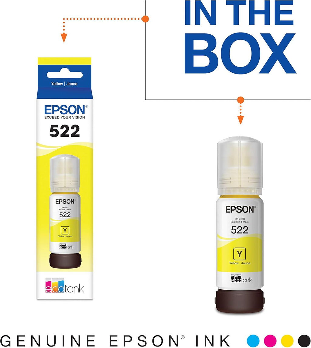 Epson EcoTank ET-15000 Wireless Color All-in-One Supertank Printer with Scanner & 522 EcoTank Ink Ultra-high Capacity Bottle Yellow