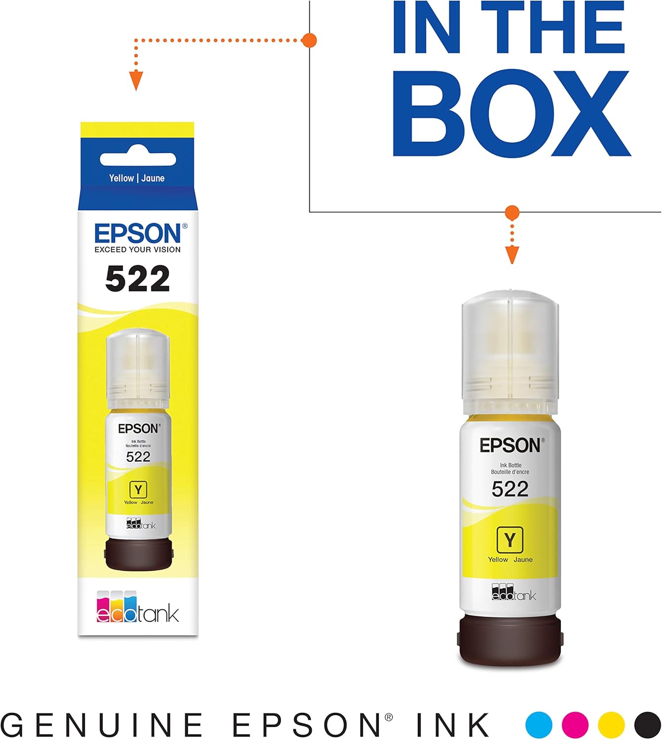 Epson EcoTank ET-15000 Wireless Color All-in-One Supertank Printer with Scanner & 522 EcoTank Ink Ultra-high Capacity Bottle Yellow