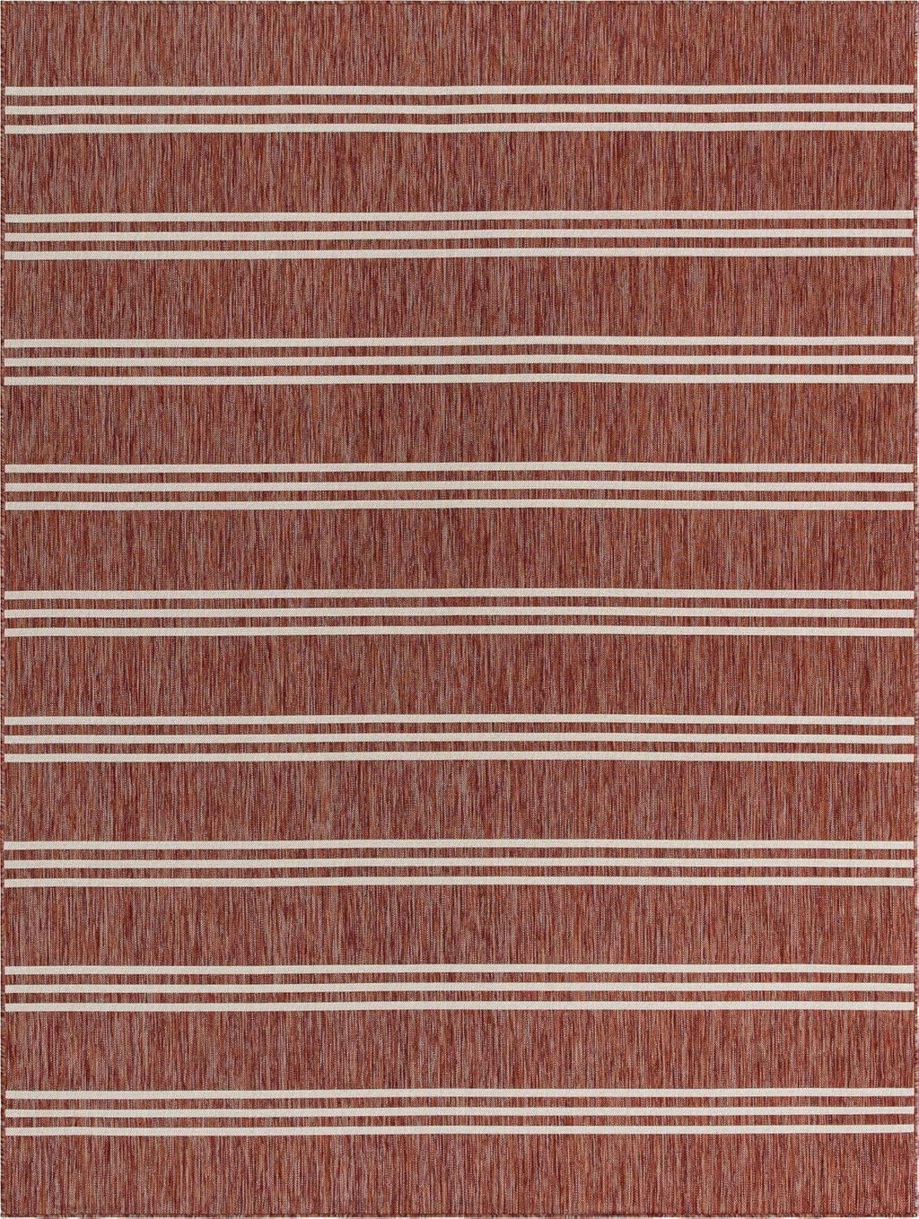 Unique Loom Outdoor Collection Area Rug - Anguilla (9' x 12' Rectangle, Rust Red/ Ivory)