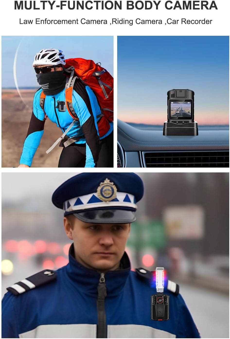AeroTek Mini 4K Body Camera with Audio and Video Recording, GPS Bodycam with Ultra Infrared Night Vision and Fast Charging for Police, Law Enforcement and Delivery