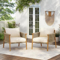 Christopher Knight Home Posey Acacia Wood Lounge Chair Outdoor Set of 2 with Removable Cushion, Solid Wood Patio Accent Chair, Patio Furniture Set Sofa Chair, Teak+Beige