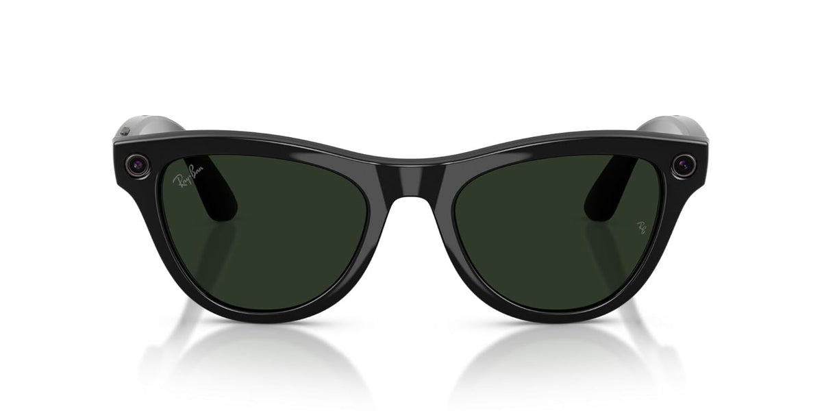 Ray-Ban Meta (Gen 2), Skyler, Shiny Black | Smart AI Glasses for Men, Women — 2x Battery Life — 3K Ultra HD Resolution — 12 MP Ultra-Wide Camera, Audio, Video — Transitions® Graphite Green Lenses