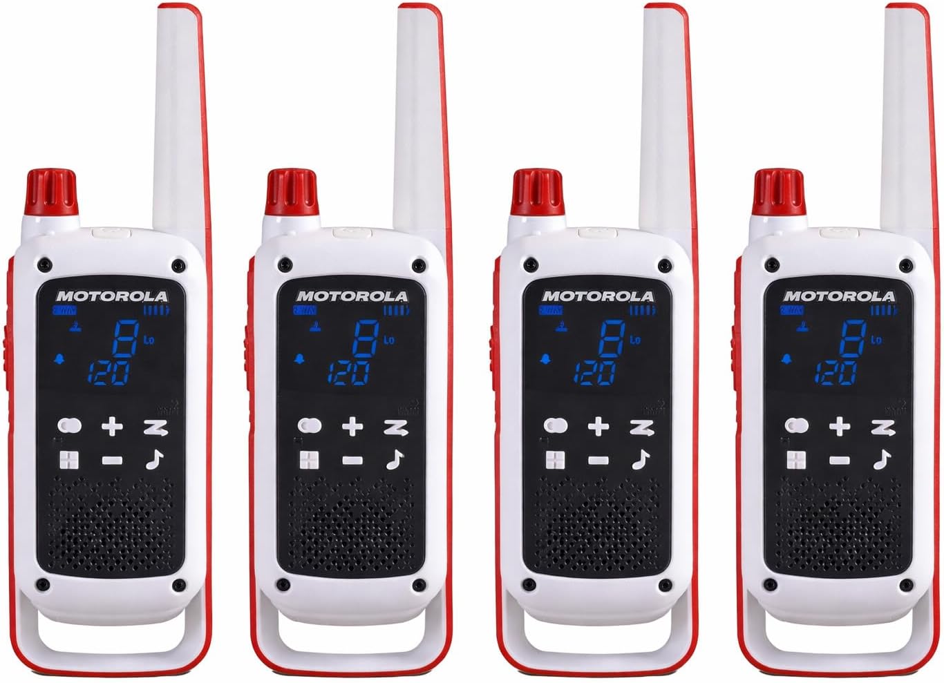Motorola Solutions T478 Walkie Talkies (Pack of 4): White Rechargeable 2-Way Radios for Emergency Preparedness, 35-Mile Range, USB Charging