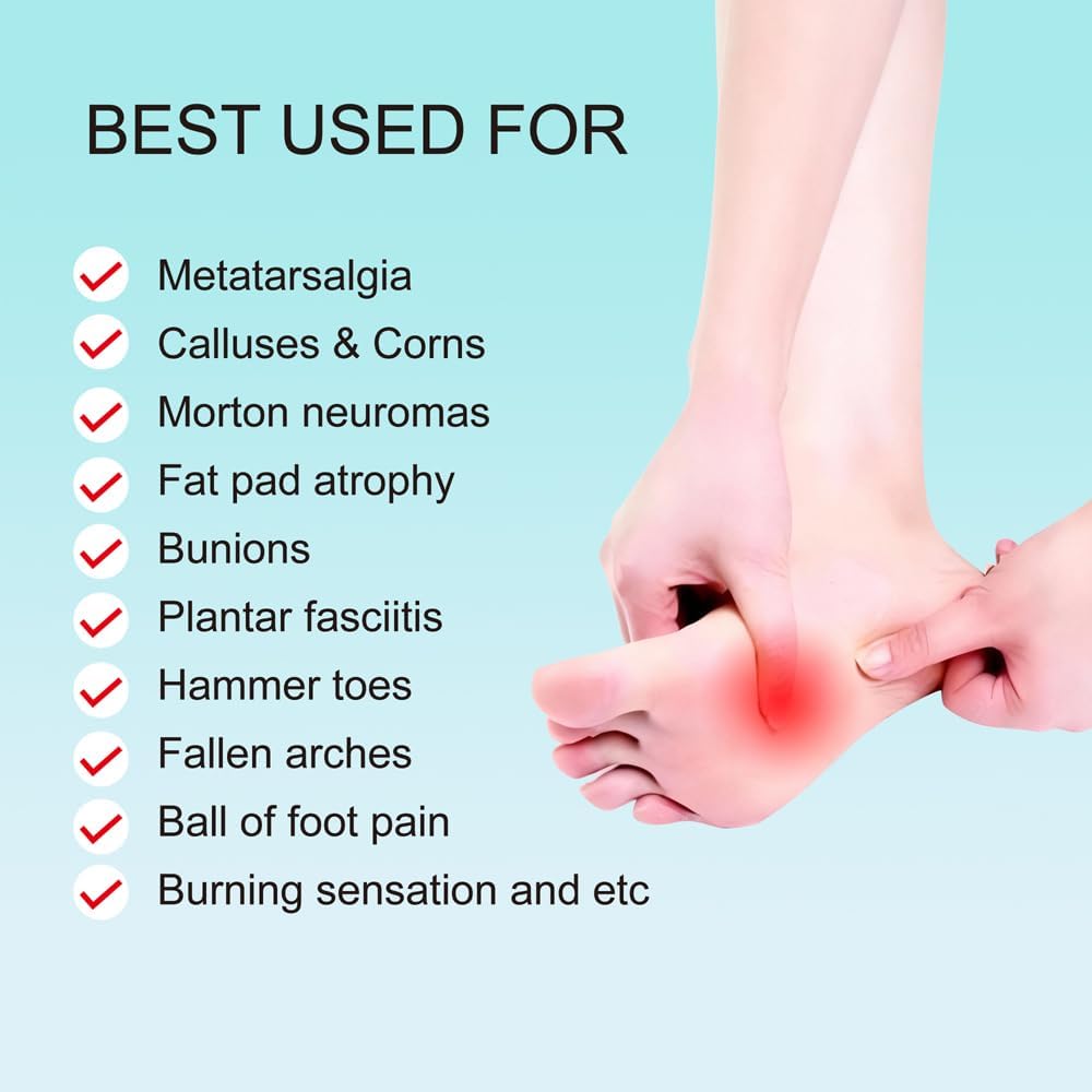 Metatarsal Pads for Women or Men, Self-Adhesive Comfort Ball of Foot Cushions, Felt Pads,White, 10 Pack (10)