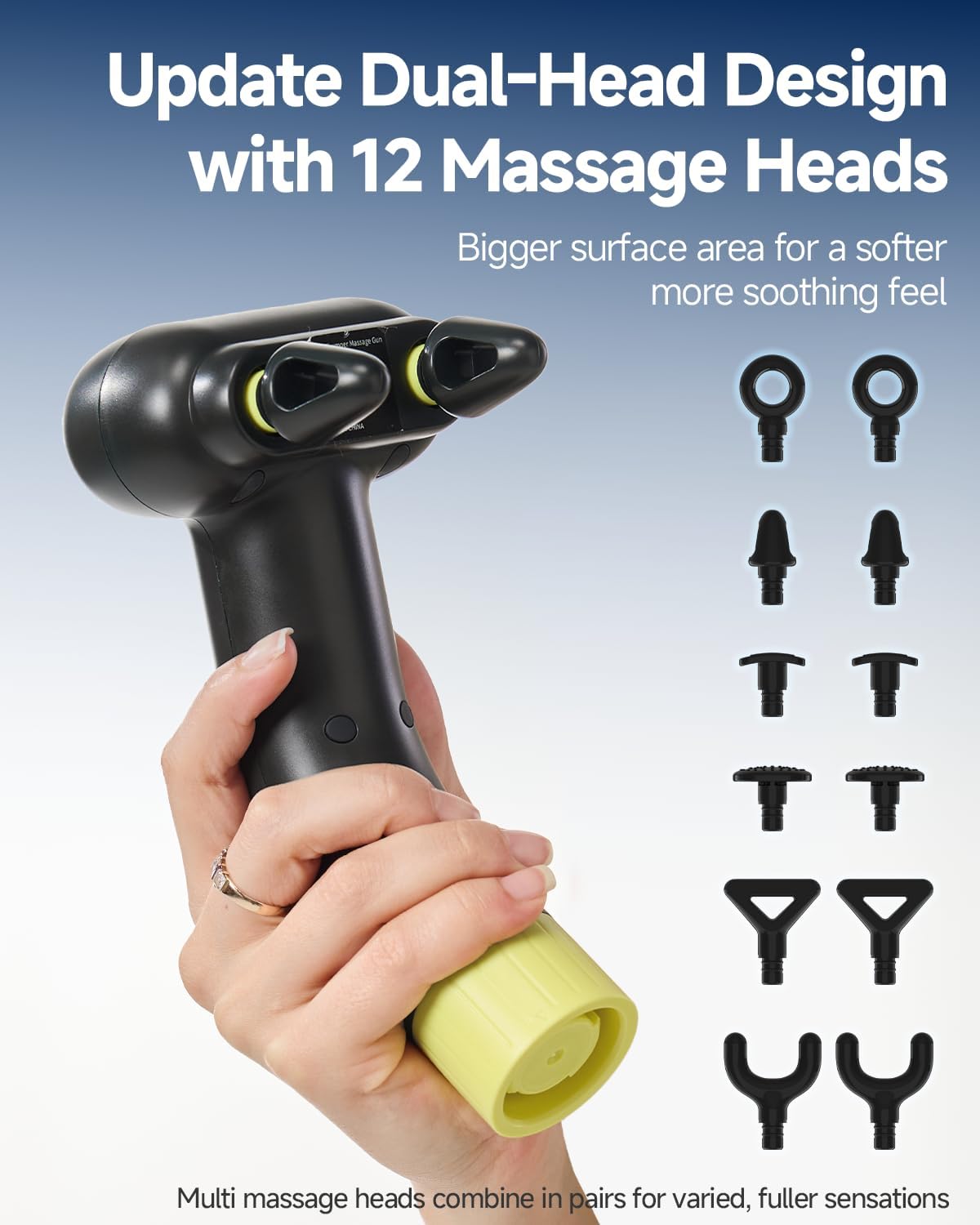 3-in-1 Detachable Massage Gun Deep Tissue, Ergonomic Extension Back Massager For Pain Relief, Portable Percussion Handheld Massager For Back, Shoulder, Leg, Gifts For Women Men, FSA-HSA Eligible