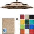 EliteShade USA 10-Year-Non-Fading 9ft 3-Tier Market Patio Umbrella, Commercial Grade Outdoor Table Umbrella with Crank Open, Windproof & UPF 50+ UV Protection, Heavy Duty Ventilation for Garden, Deck, Pool, Backyard, Beach & Bistro, Heather Beige