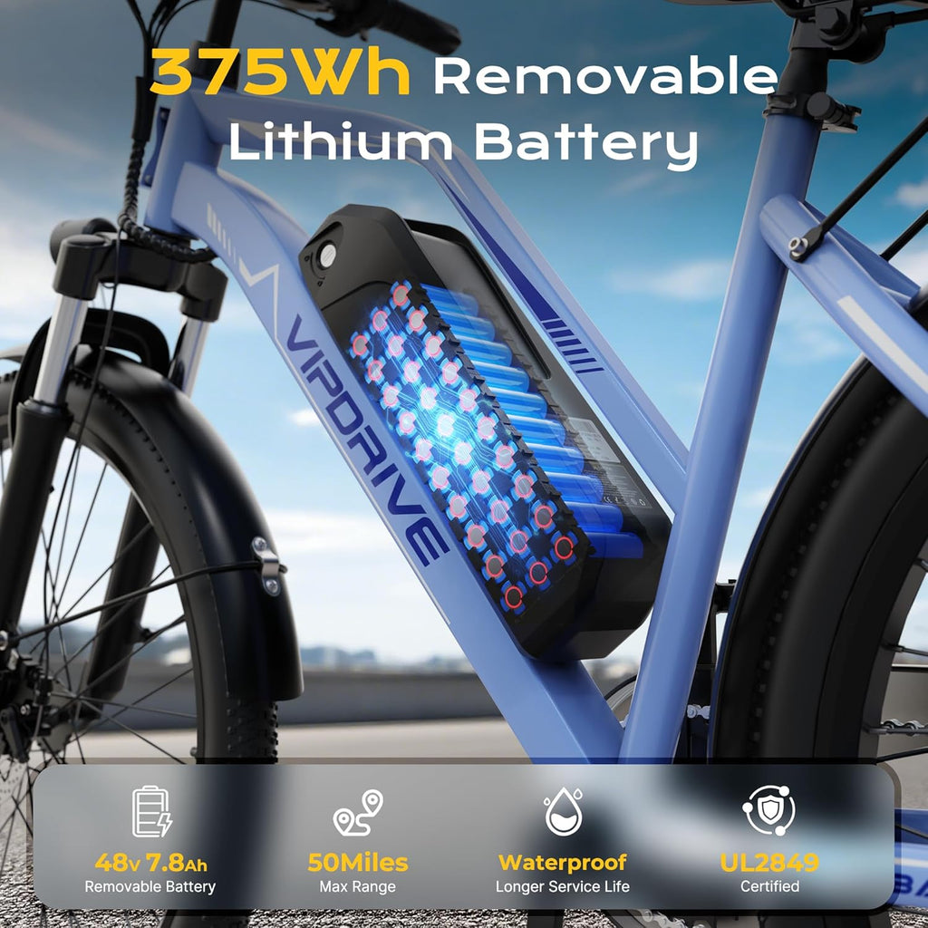 Electric Bike for Adults, 1000W Peak Motor, 22 MPH Commuter E-Bike, 48V Removable Battery, 50 Miles Range, 7-Speed Electric Bicycle, Includes Pump, Phone Mount & Lock