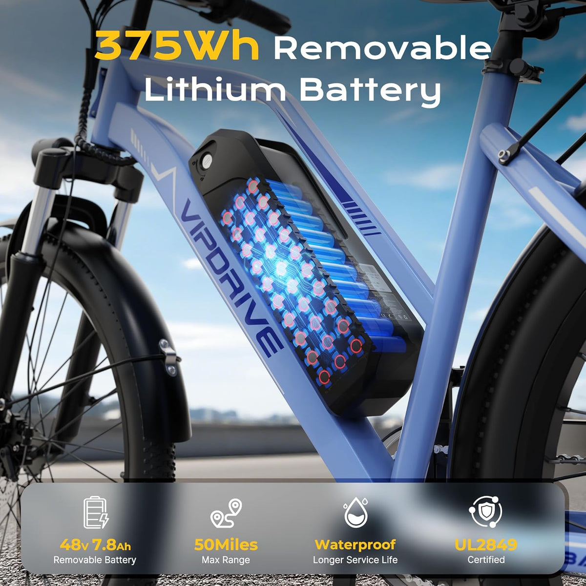 Electric Bike for Adults, 1000W Peak Motor, 22 MPH Commuter E-Bike, 48V Removable Battery, 50 Miles Range, 7-Speed Electric Bicycle, Includes Pump, Phone Mount & Lock