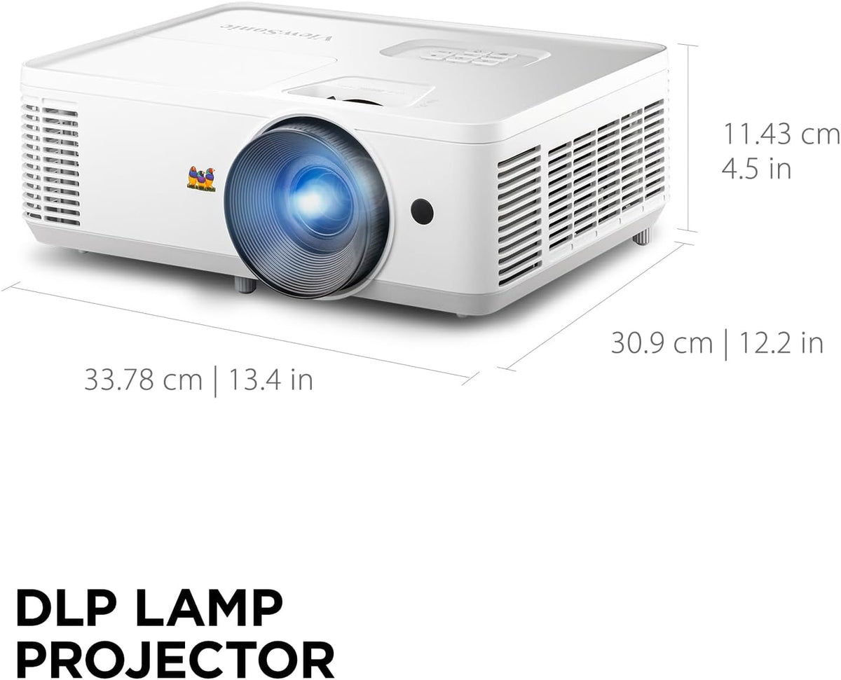 ViewSonic PA503HD 4000 Lumens High Brightness DLP Projector with 1.1x Optical Zoom, USB, and HDMI inputs for Home and Office