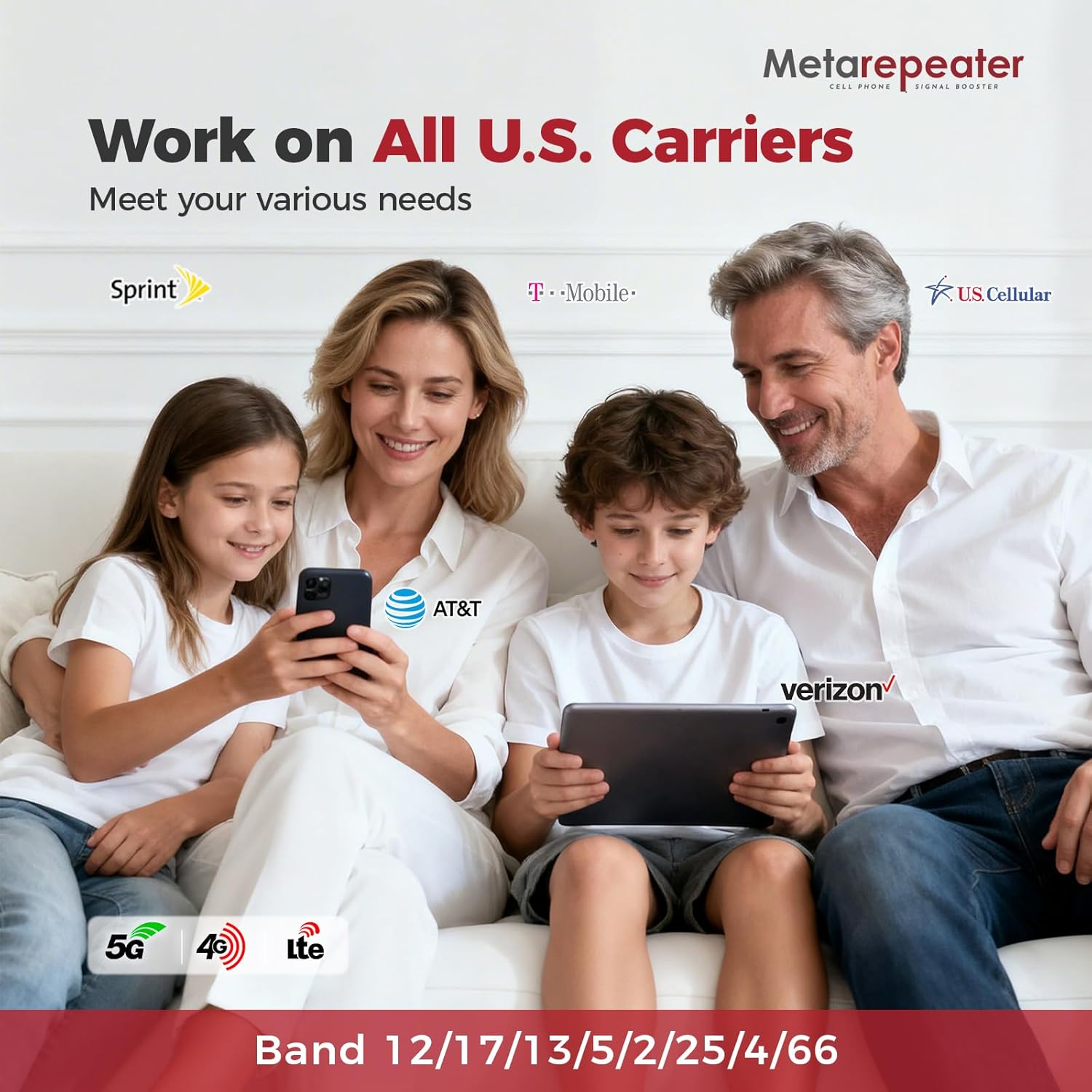 Cell Phone Booster for Home, Real Time Signal Monitor, Coverage Up to 5,000 Sq. Ft, Boost 5G 4G LTE for All U.S. Carriers, Cell Phone Signal Booster FCC Approved