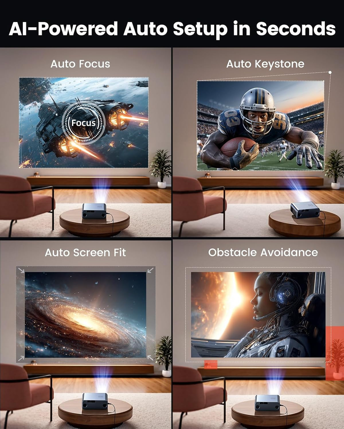 Official Google TVSmart Projector 4K Supported with WiFi & Bluetooth, Built-in Official Apps, GoogIe Voice, Outdoor Movie Projector with DoIby Audio, Auto Focus, Home Theater Proyector WIMIUS G1