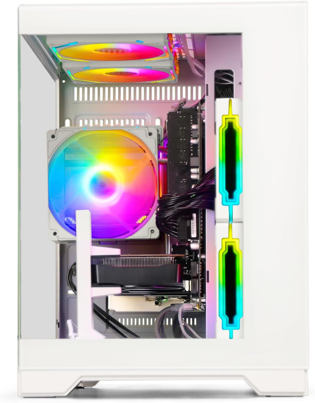 Gaming PC Desktop Computer - Ryzen 5 5500, Radeon RX 6500XT 4GB, 16GB DDR4 RAM, 512GB NVME SSD, Prebuilt Tower for 1080P Gaming, Streaming, School & Home Office (White)
