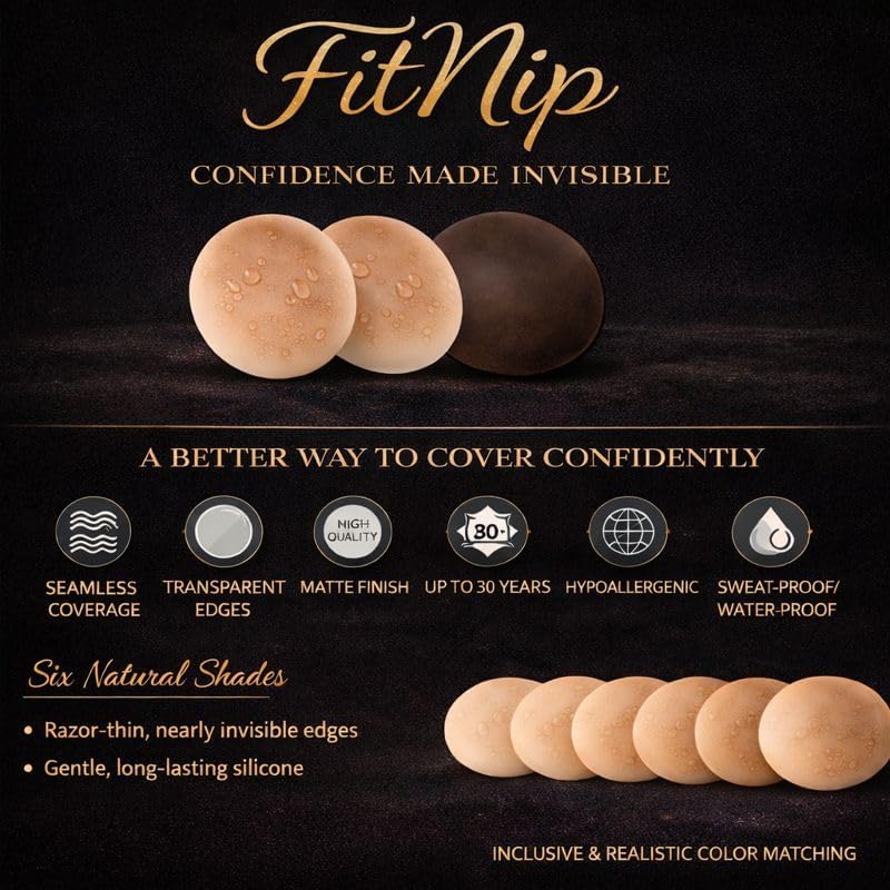 Silicone Nipple Covers for Women – Non-Adhesive, Ultra-Thin, Invisible, Reusable, Seamless, 6 Natural Shades