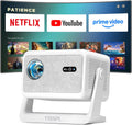 Now with Netflix & 2000ANSI 4K Smart Projector with WiFi and Bluetooth,Auto Focus & Keystone Portable Mini Projector with Stand,Outdoor Home Theater Small Proyector for bedroom white
