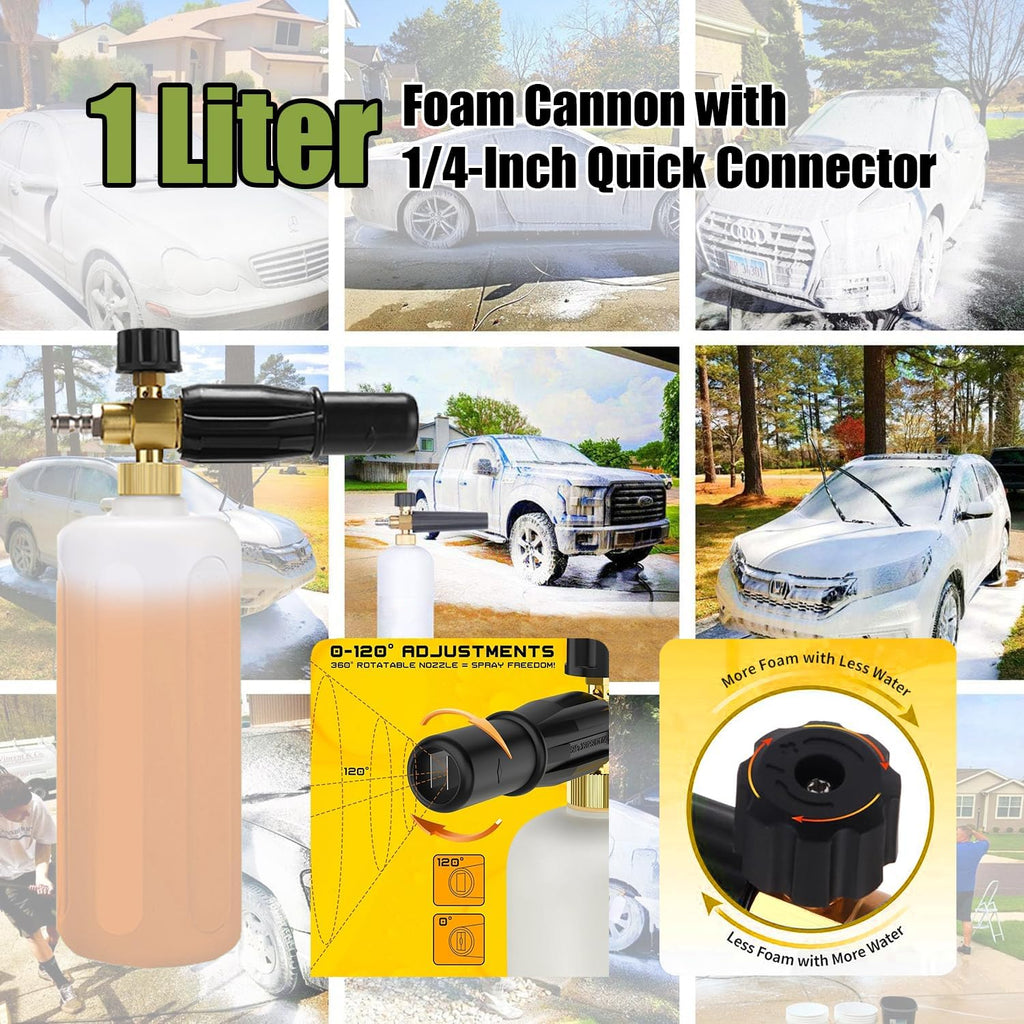 Wall Mounted Pressure Washer 5500 PSI Retractable Pressure Washer with 100ft Auto-Retract Hose, 5 Nozzles and 1L Foam Cannon, Electric Power Washer for Home, Car, Hose Reel, Silver