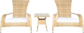 SAFAVIEH Outdoor - Edna 3-Piece Lounge Set - Natural & White - Steel Frame & Faux Rattan with Cushion - Wingback Tropical French Design - Ideal for Patio, Deck, Porch, Backyard (PAT7719D)