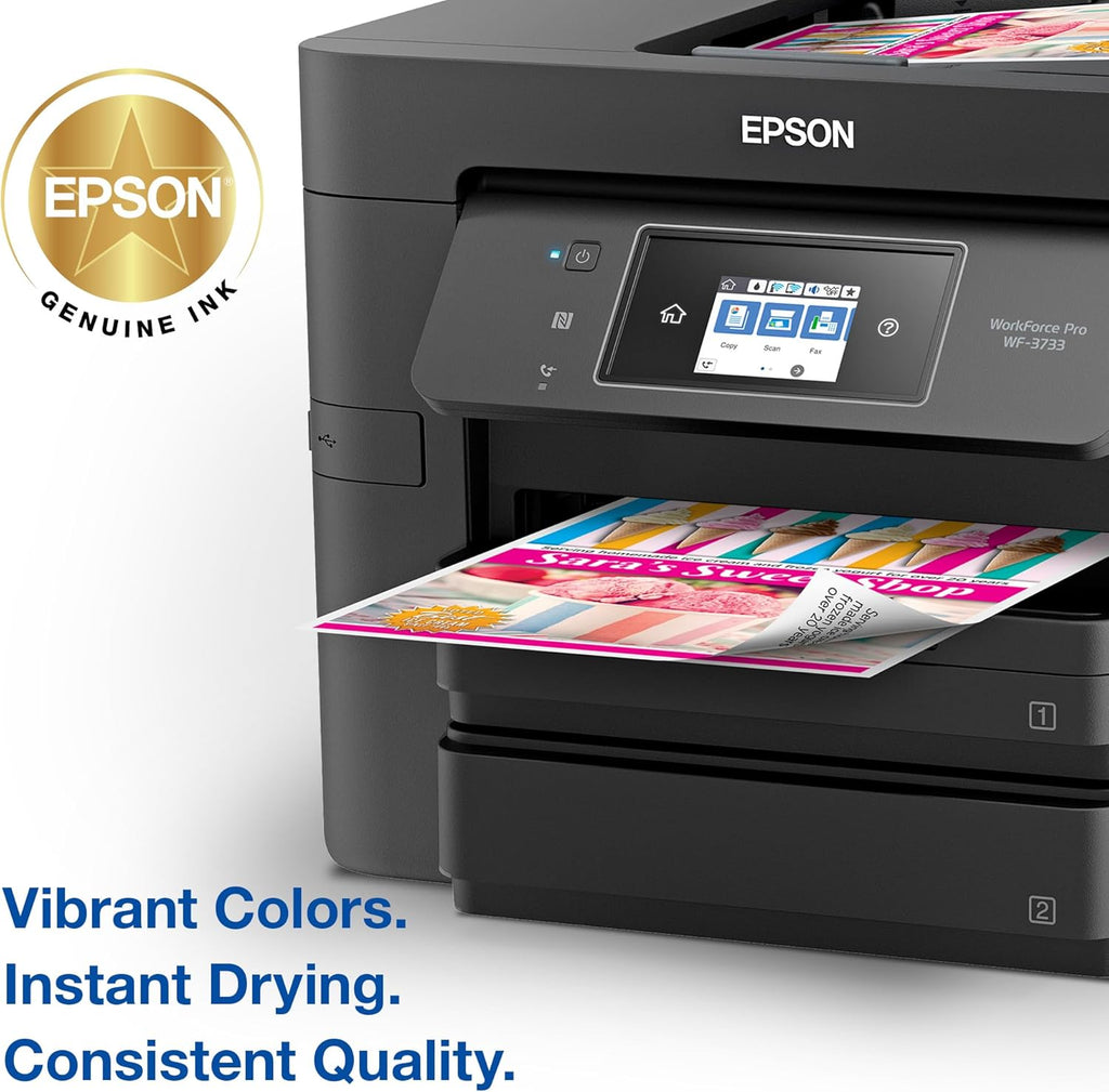 EPSON 702 DURABrite Ultra Ink High Capacity Black & Standard Color Cartridge Combo Pack (T702XL-BCS) Works with WorkForce Pro WF-3720, 3730, 3733